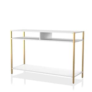 Huntz 47.75 in. White and Gold Coating Rectangle Wood Console Table