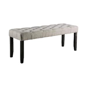 Lorcan Antique Black and Light Gray Upholstered Bench
