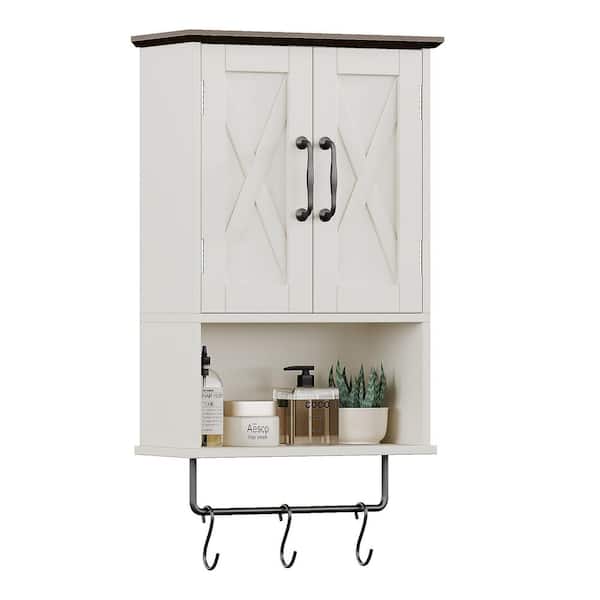 Modern 14.96 in. W x 22.05 in. H Rectangular White Recessed/Surface Mount Medicine Cabinet without Mirror,With Towel Bar
