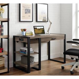 48 in. Ash Grey Rectangular 1 -Drawer Computer Desk with Keyboard Tray