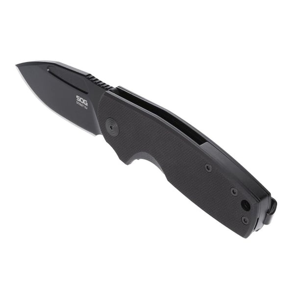 Steel Blade Microtextured Handle Pocket Knife in Black