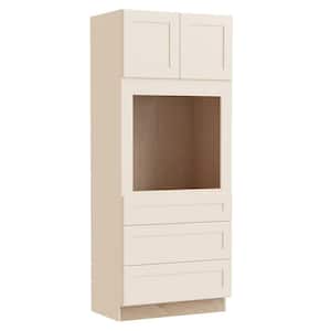 Newport 33 in. W x 24 in. D x 90 in. H Assembled Plywood Double Oven Kitchen Cabinet in Blended Cream with Soft Close