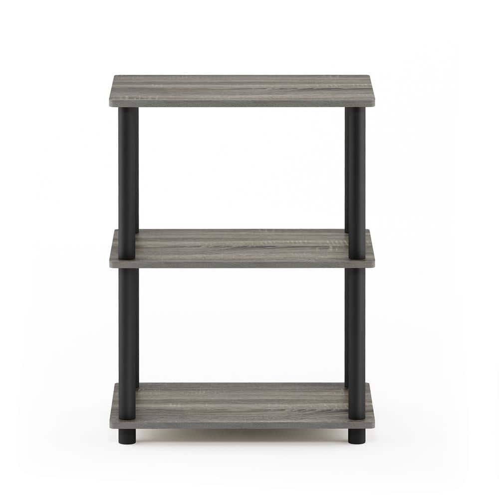 25.04 in. French Oak Gray Plastic 3-shelf Etagere Bookcase with Open Back