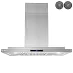 36 in. 350 CFM Convertible Island Mount Range Hood with LED Lights in Stainless Steel, Touch Control and Carbon Filters