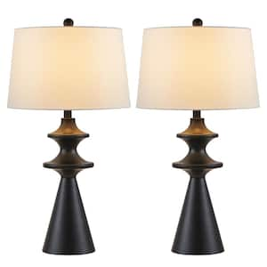 28 in. Industrial Modern Metal Black Table Lamp Set with Rotary Switch (set of 2)