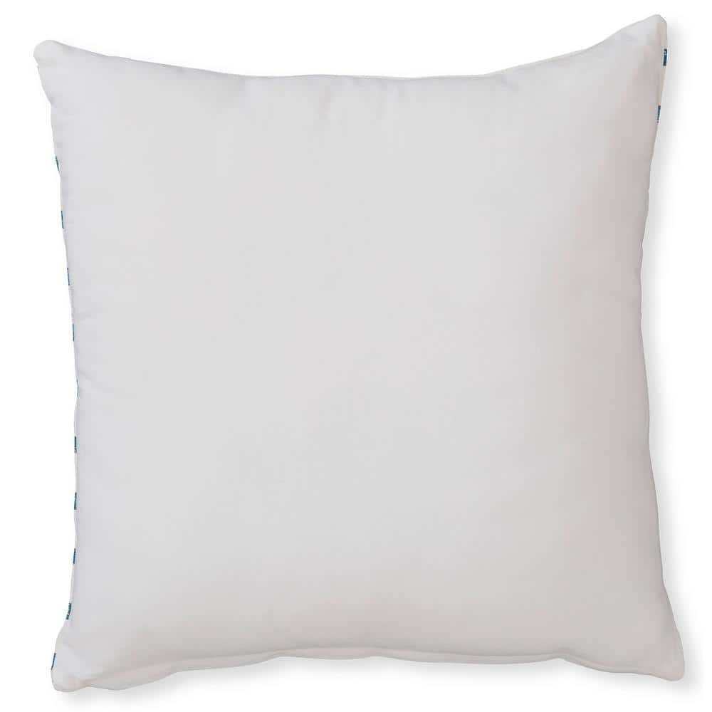 Teal Dotted White Cotton Square Pillow