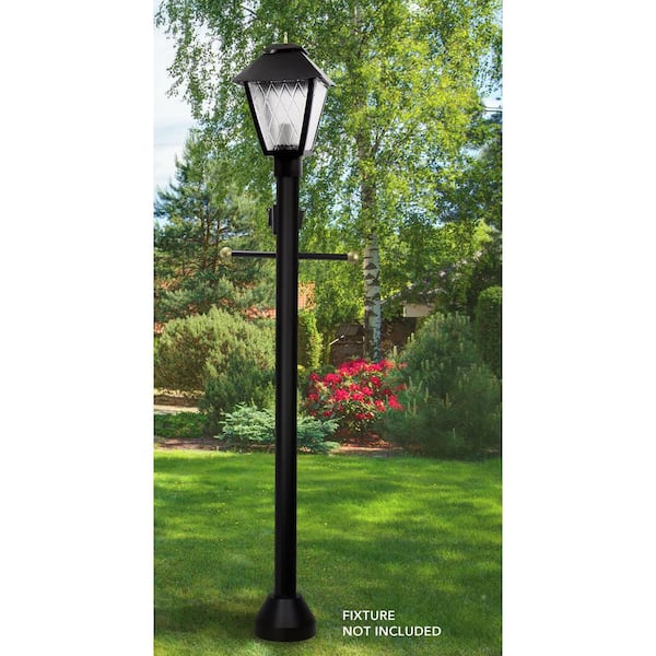 SOLUS 6 ft. Black Lamp Post Traditional Ground Light Pole with Cross Arm and Grounded Convenience Outlet SM6-C320STV-BK - The Home Depot