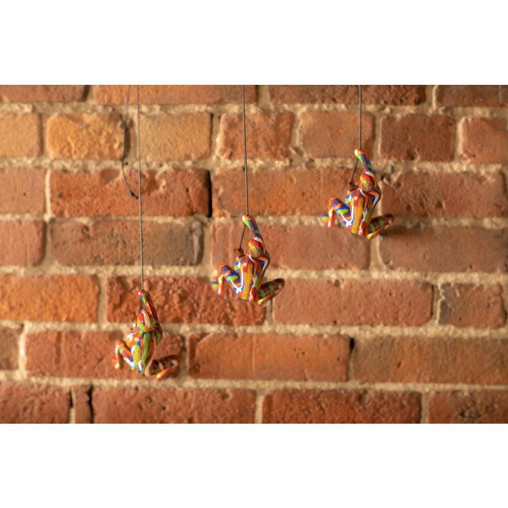 Multicolor Resin Climbing Man Wall Sculpture with Leather Rope