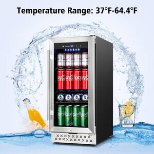 Single Zone 15 in. 130 (12 oz.) Can Beverage Cooler Built-in and Freestanding with Glass Door and Safety Lock