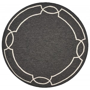 Charlie 7' Round ft. Onyx Black Solid Color Indoor/Outdoor Area Rug