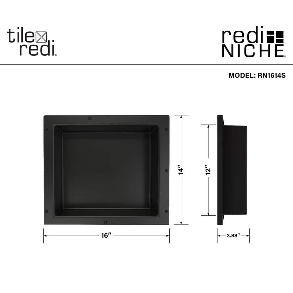 Black Tileable Plastic Freestanding Shower Niche