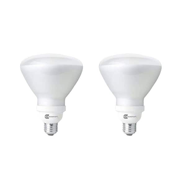 EcoSmart 120-Watt Equivalent BR40 Non-Dimmable CFL Light Bulb Soft White (2-Pack)