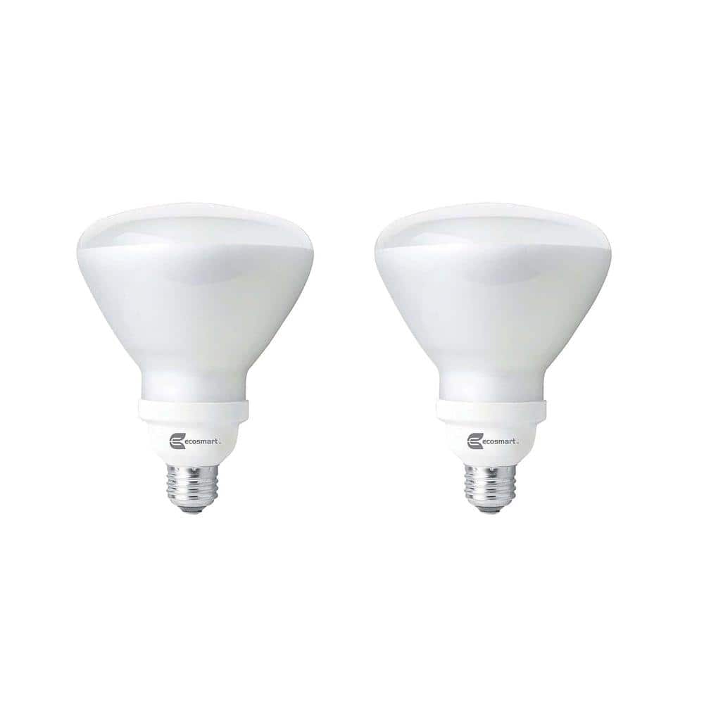 EcoSmart 120-Watt Equivalent BR40 Non-Dimmable CFL Light Bulb Soft White  (2-Pack) ESBR4232 - The Home Depot, image size:1000x1000