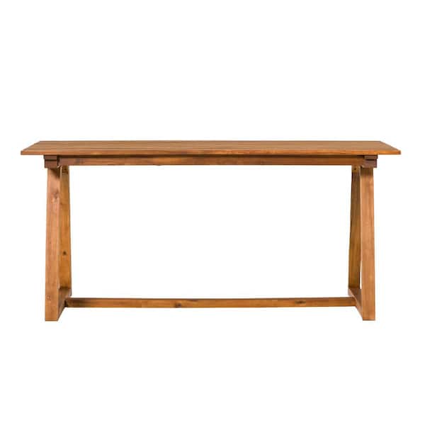 Unbranded Brown Solid Acacia Wood Slat-Top Patio Outdoor Dining Table