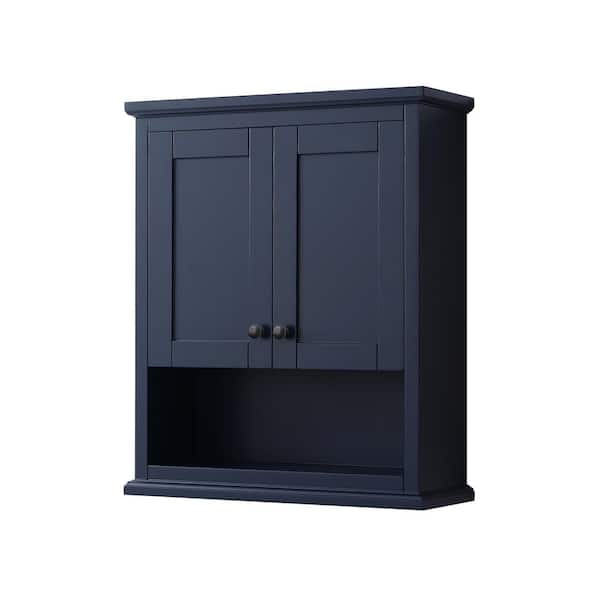 Wyndham Collection Avery 25 in. W x 9 in. D x 30 in. H Bathroom Storage Wall Cabinet in Dark Blue