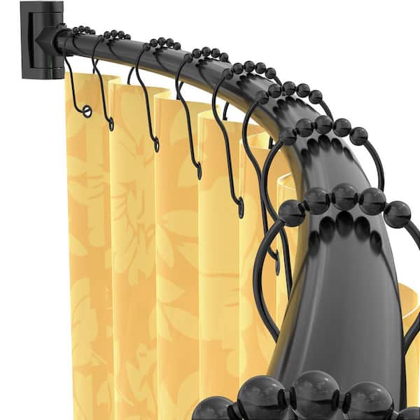 72 in. Aluminum Curved Shower Curtain Rod with ABS Brackets for Extra Shower Space in Matte Black