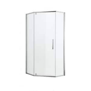 34 in. W x 72 in. H Neo-Angle Pivot Semi Frameless Corner Shower Enclosure in Chrome Finish