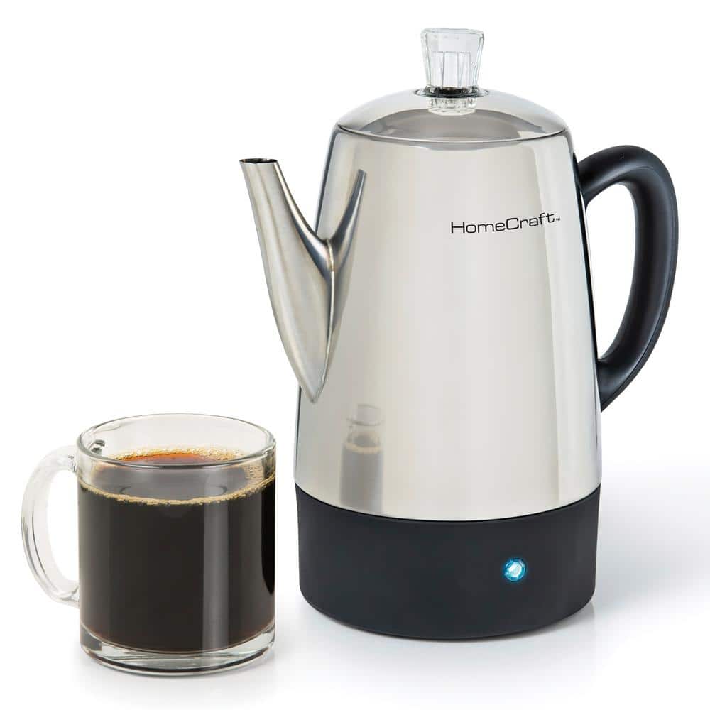 HomeCraft 10-Cup Polished Stainless Steel Coffee Percolator