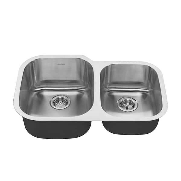 American Standard Portsmouth Undermount Stainless Steel 31 in. 2-Hole Double Bowl Kitchen Sink Kit in Stainless Steel