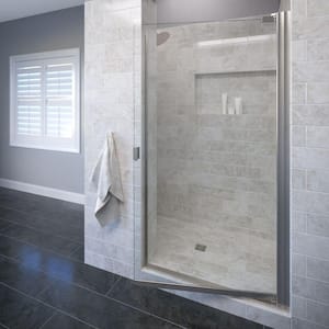 Armon 28-1/8 in. x 66 in. Semi-Frameless Pivot Shower Door in Brushed Nickel with Clear Glass