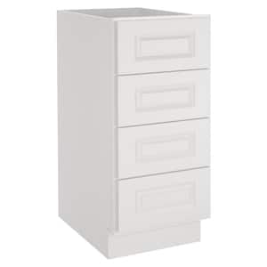 15 in. Wx24 in. Dx34.5 in. H in Raised Panel Dove Plywood Ready to Assemble Drawer Base Kitchen Cabinet with 4 Drawers