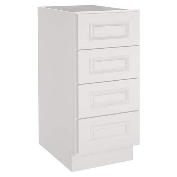 HOMEIBRO 15 in. Wx24 in. Dx34.5 in. H in Raised Panel Dove Plywood Ready to Assemble Drawer Base Kitchen Cabinet with 4 Drawers