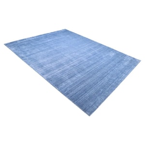 Harbor Contemporary Solid Denim 5 ft. x 8 ft. Hand-Knotted Area Rug