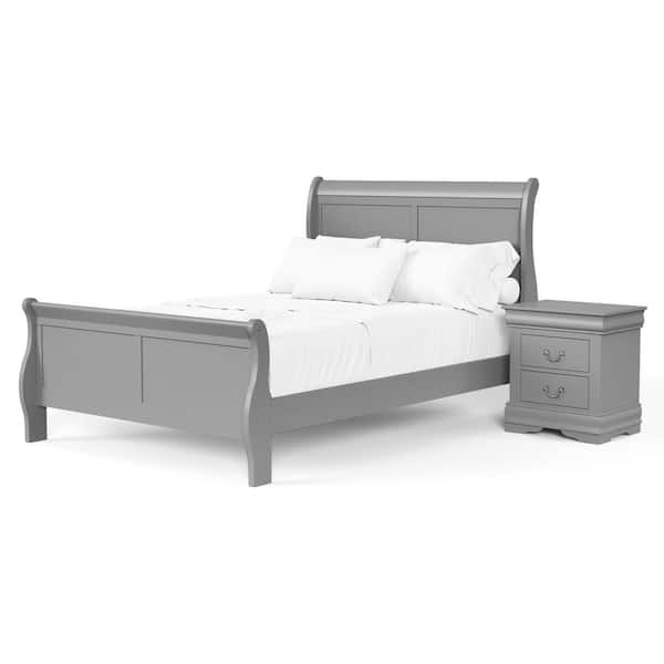 Burkhart II 2-Piece Gray Wood Full Bedroom Set with Nightstand