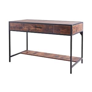 47 in. W Rectangle Brown Wood 1-Drawer Executive Desk with Storage