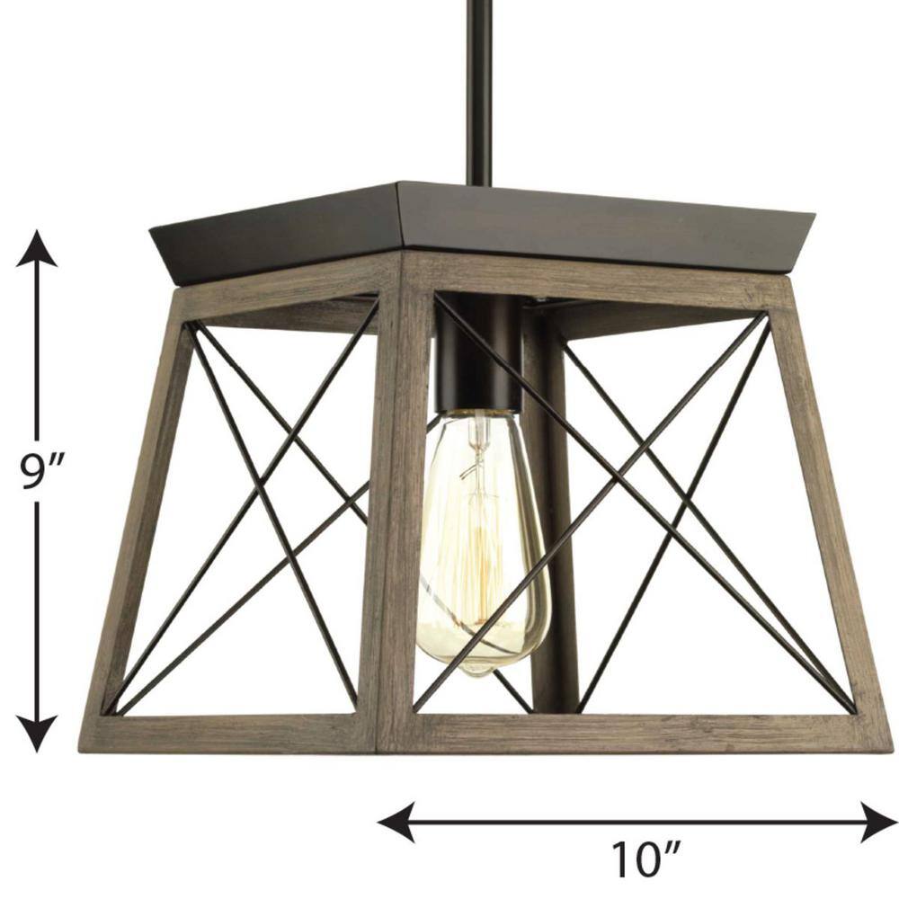 Briarwood Antique Bronze Mini-Pendant with Glass Shade