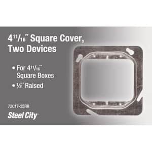 2-Gang 4-11/16 in. Square Metal Electrical Box Cover for 2 Devices
