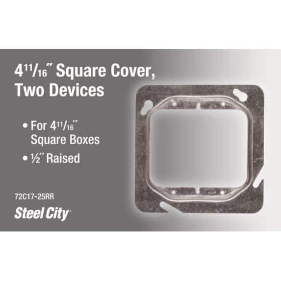 1/2 in. Raised 4-11/16 Double Gang Mud Ring (72C17-25RR)
