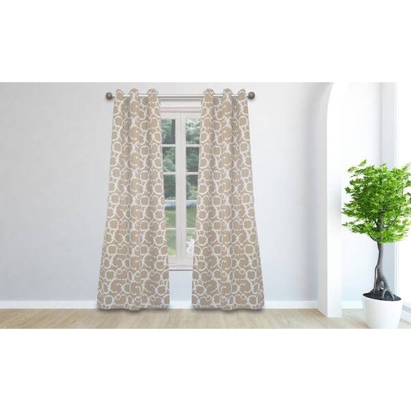 DUCK RIVER TEXTILE Taupe Geometric Thermal Blackout Curtain - 38 in. W x 84  in. L (Set of 2) RHYS 12898D=12+ - The Home Depot