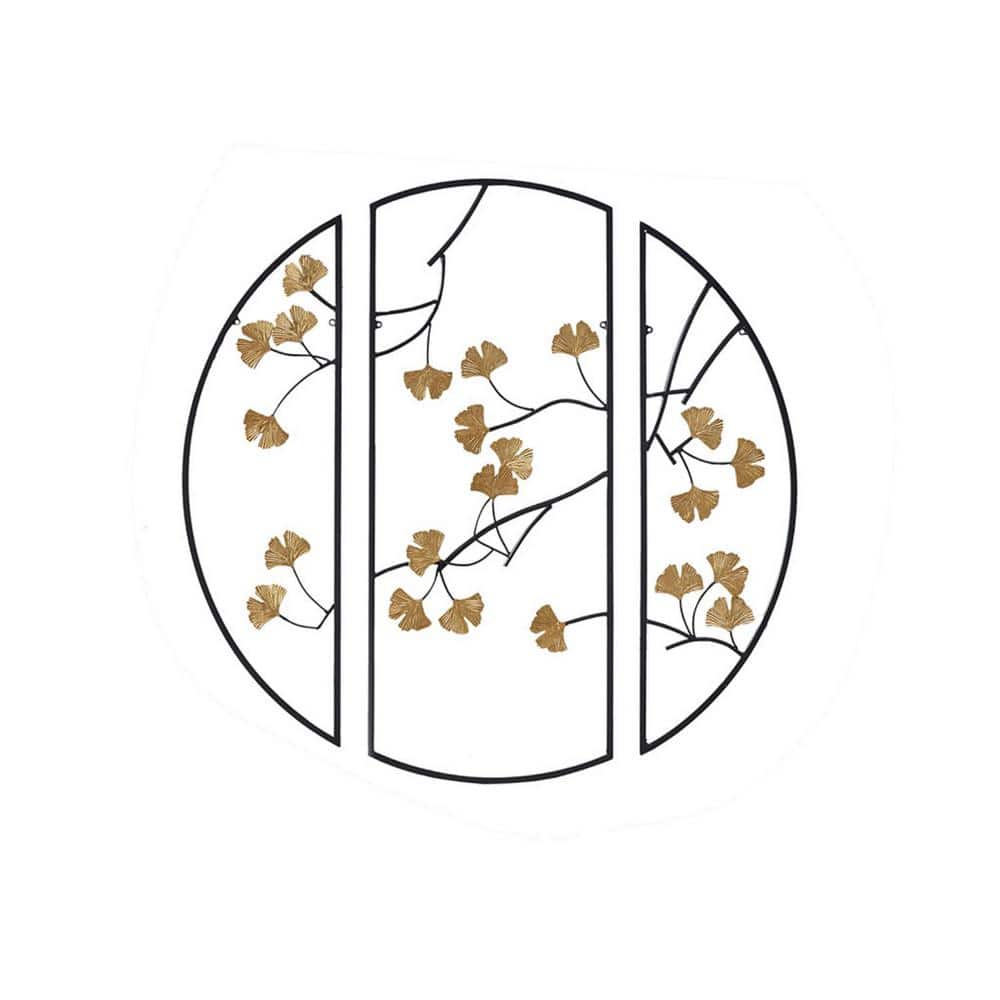 Golden Ginkgo Leaves 3-Piece Metal Wall Sculpture