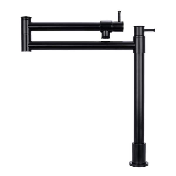 Akicon Deck Mounted Pot Filler in Matte Black Modern Style