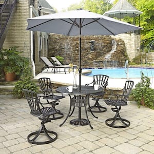 Grenada Charcoal Gray 5-piece Cast Aluminum 42 in. Round Outdoor Dining Set with Umbrella