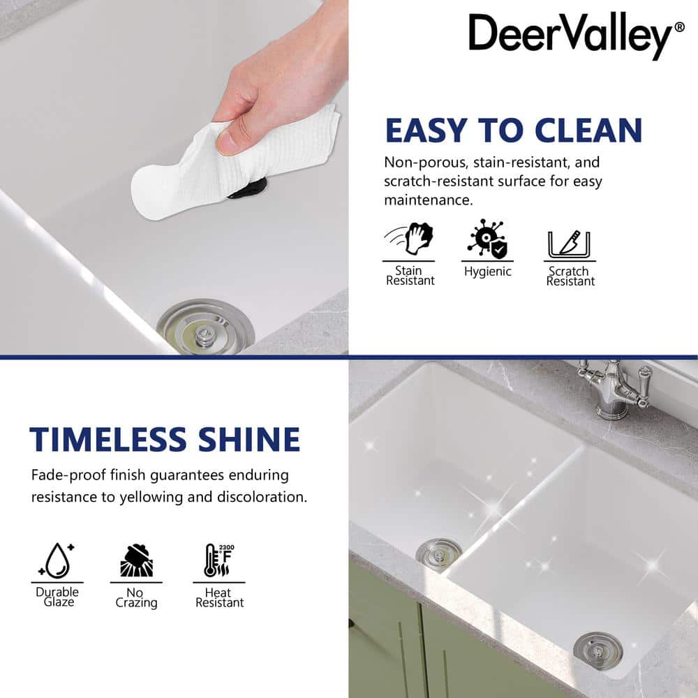 32" L Dual Mount 50/50 Double Bowl Undermount/Drop in Kitchen Sink with Basket Strainer and Sink Grid