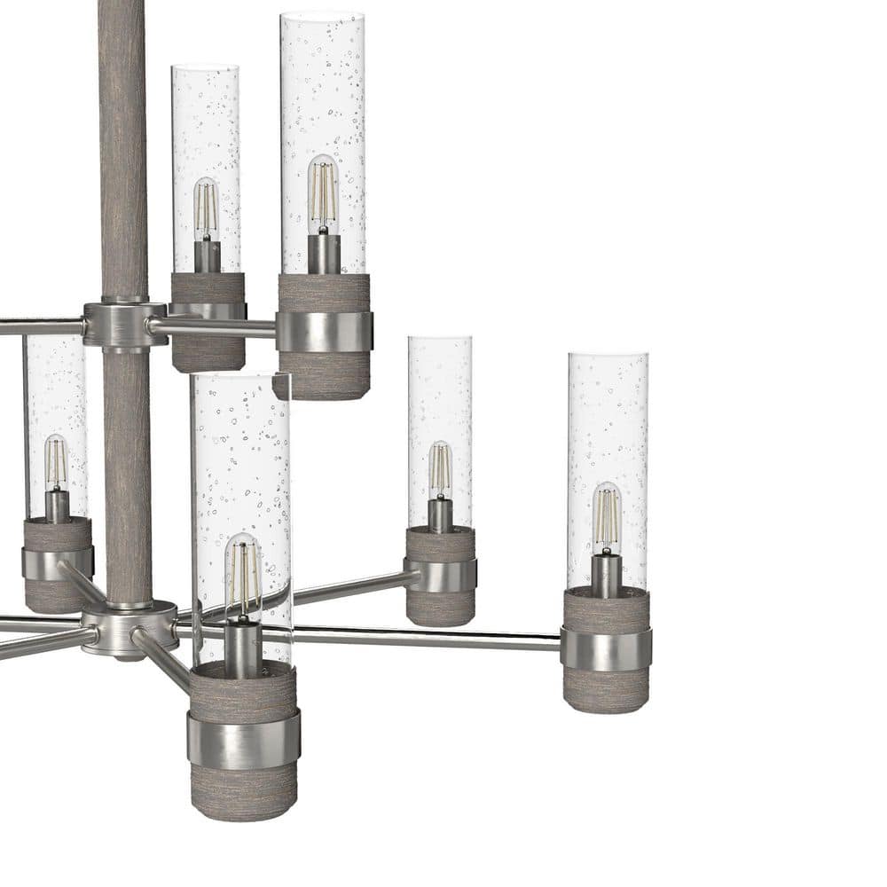 River Mill Brushed Nickel 9-Light 2-Tier Chandelier
