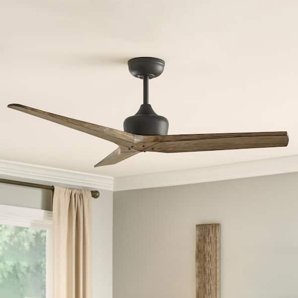 HINKLEY CHISEL 52.0 in. Indoor/Outdoor Matte Black Ceiling Fan with Remote Control