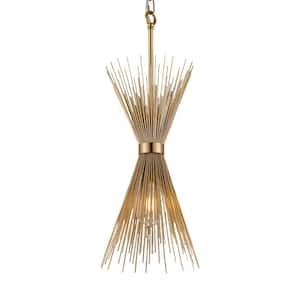 Decomus 100-Watt 1-Light Matte Gold Sputnik Pendant Light with Metal Wire Shade, No Bulbs Included