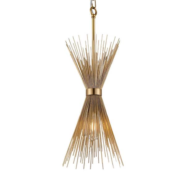 Unbranded Decomus 100-Watt 1-Light Matte Gold Sputnik Pendant Light with Metal Wire Shade, No Bulbs Included