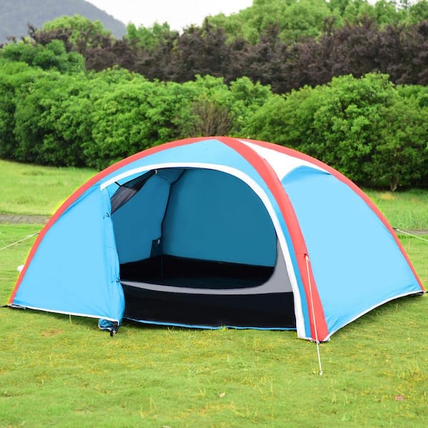 Gymax 3-Person Inflatable Family Tent Camping Waterproof Wind Resistant  with Bag Pump GYM02360 - The Home Depot