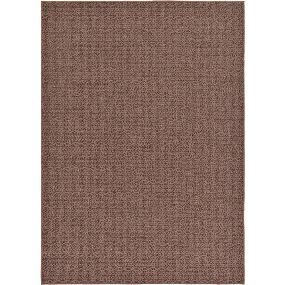 Brown Synthetic Stripe Outdoor Area Rug 7' x 10'