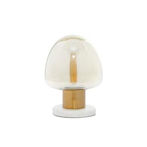 14 in. Gold Metal Task and Reading Table Lamp with Clear Dome Shaped Shade and Marble Base