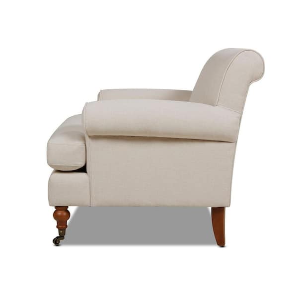 Alana 38 in. Rolled Arm Lawson French Country Chenille Large Living Room Accent Arm Chair in Sky Neutral Beige