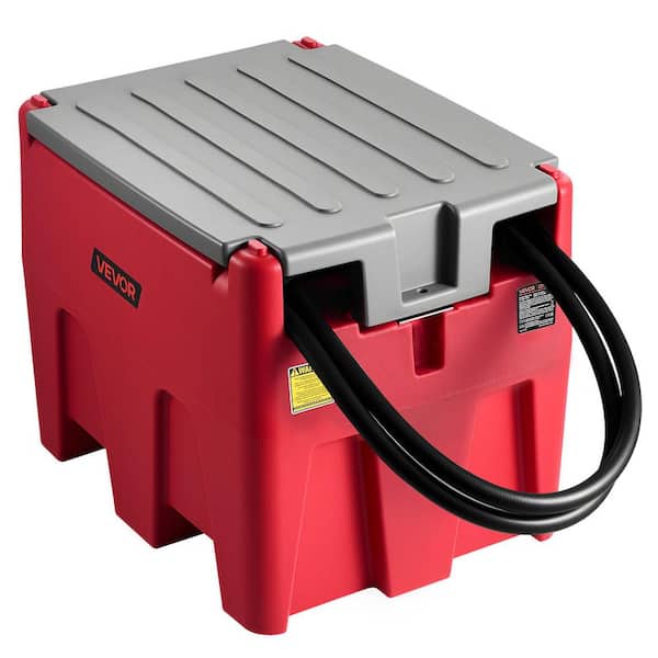 Portable Diesel Tank, 58 Gal. Capacity and 10.6 GPM Flow Rate Red Fuel Tank 12V Electric Transfer Pump and 13.1 ft. Hose