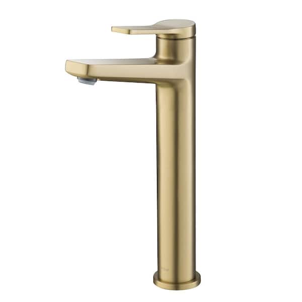 KRAUS Indy Single Handle Vessel Sink Faucet in Brushed Gold