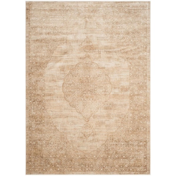 SAFAVIEH Vintage Cream 8 ft. x 11 ft. Distressed Solid Border Area Rug