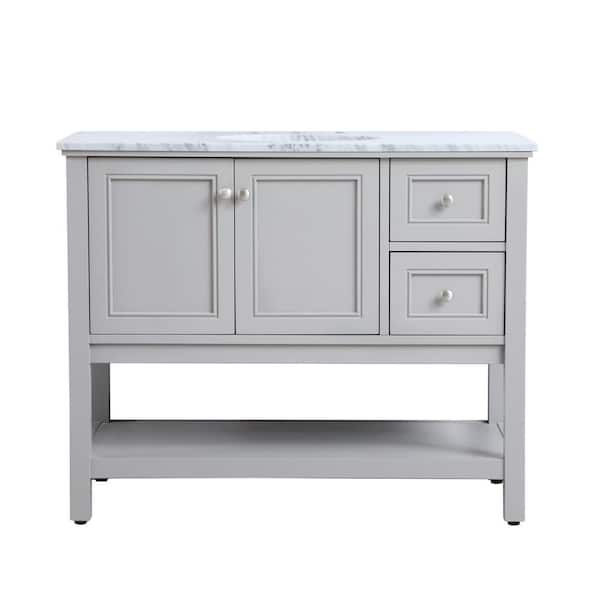 Unbranded Simply Living 42 in. W x 22 in. D x 33.75 in. H Bath Vanity in Grey with Carrara White Marble Top