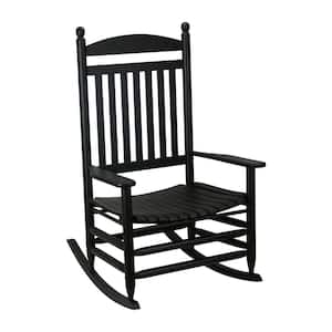 Bradley Black Jumbo Slat Wood Outdoor Patio Rocking Chair